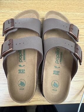 Papillio ladies Brown Double-Buckle Vegan Sandals